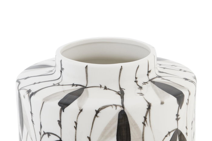 DKD Home Decor Tibor de Porcelana Hojas Blanco DKD Home Decor Tibor de Porcelana Hojas Blanco