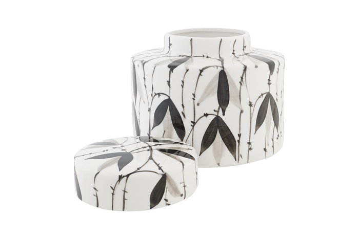 DKD Home Decor Tibor de Porcelana Hojas Blanco DKD Home Decor Tibor de Porcelana Hojas Blanco