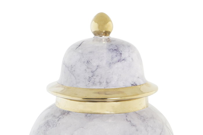 DKD Home Decor Tibores de Porcelana Símil Mármol, Pack de 2 Surtidos (Dorado y Azul)