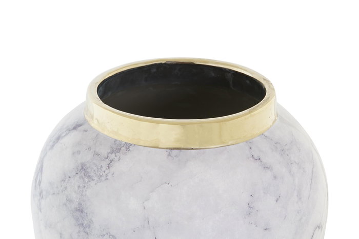 DKD Home Decor Tibores de Porcelana Símil Mármol, Pack de 2 Surtidos (Dorado y Azul)