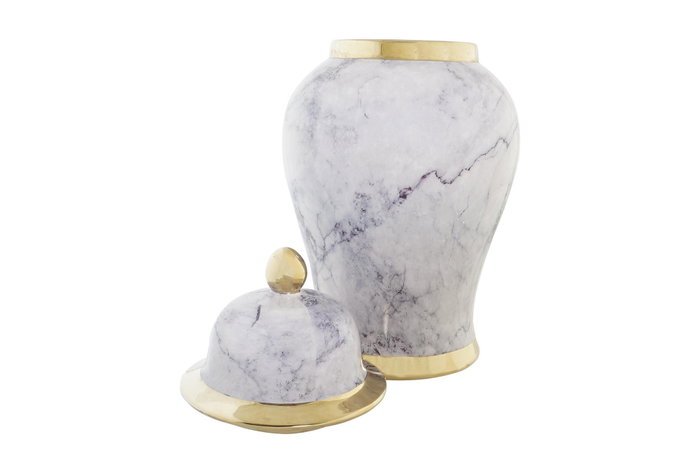 DKD Home Decor Tibores de Porcelana Símil Mármol, Pack de 2 Surtidos (Dorado y Azul)
