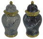 DKD Home Decor Tibor de Porcelana Símil Mármol, Set de 2 unidades