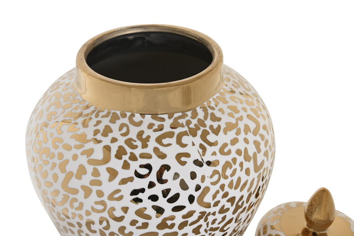 DKD Home Decor Tibor de Porcelana Blanco y Dorado 25x25x40 cm DKD Home Decor Tibor de Porcelana Blanco y Dorado 25x25x40 cm