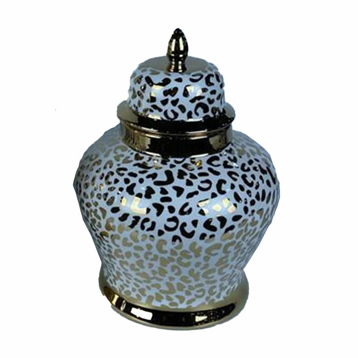 DKD Home Decor Tibor de Porcelana Blanco y Dorado 22x22x30 cm DKD Home Decor Tibor de Porcelana Blanco y Dorado 22x22x30 cm