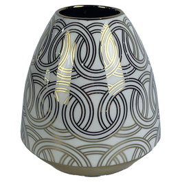 DKD Home Decor Jarrón de Porcelana Cromado Blanco y Dorado FANA