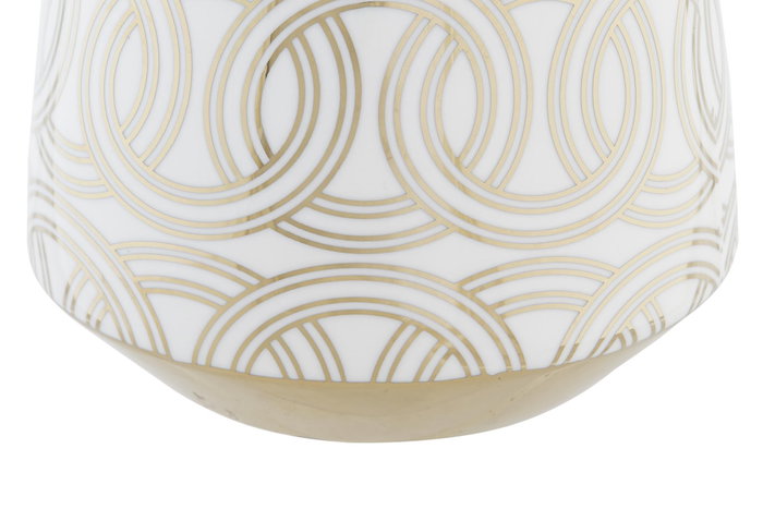 DKD Home Decor Jarrón de Porcelana Cromado Blanco y Dorado FANA