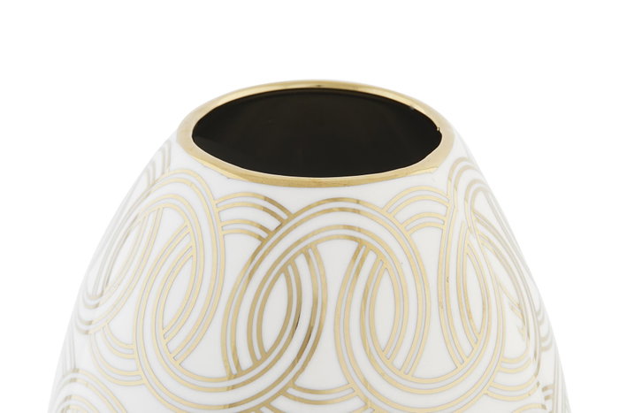 DKD Home Decor Jarrón de Porcelana Cromado Blanco y Dorado FANA