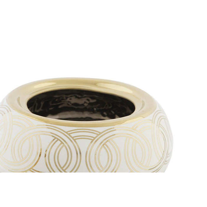DKD Home Decor Tibor de Porcelana Cromado Blanco y Dorado FANA