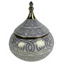 DKD Home Decor Tibor de Porcelana Cromado Blanco y Dorado FANA