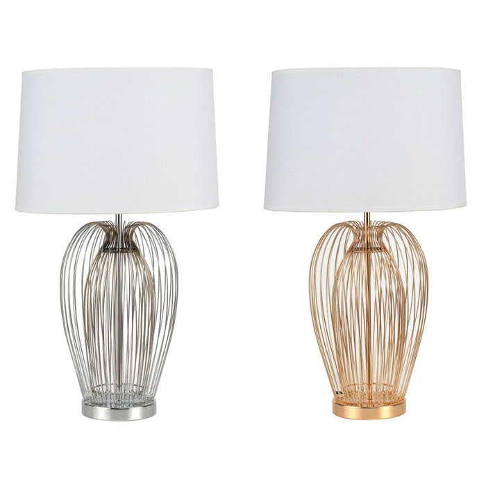 DKD Home Decor Lámpara de Sobremesa de Metal y Poliéster, Set de 2 Surtido (Dorado, Plateado, Blanco) de 35x35x63 cm DKD Home Decor Lámpara de Sobremesa de Metal y Poliéster, Set de 2 Surtido (Dorado, Plateado, Blanco) de 35x35x63 cm
