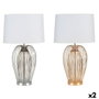 DKD Home Decor Lámpara de Sobremesa de Metal y Poliéster, Set de 2 Surtido (Dorado, Plateado, Blanco) de 35x35x63 cm