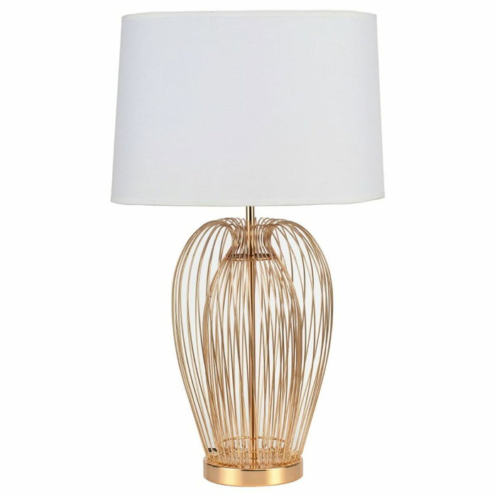 DKD Home Decor Lámpara de Sobremesa de Metal y Poliéster, Set de 2 Surtido (Dorado, Plateado, Blanco) de 35x35x63 cm DKD Home Decor Lámpara de Sobremesa de Metal y Poliéster, Set de 2 Surtido (Dorado, Plateado, Blanco) de 35x35x63 cm