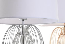 DKD Home Decor Lámpara Sobremesa Moderno Dorado Plateado Blanco Metal Poliéster 35 x 63 x 35 cm (2 Unidades)