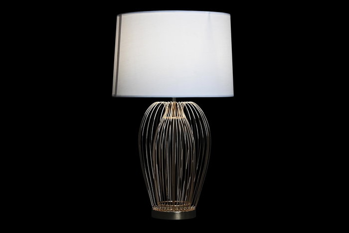 DKD Home Decor Lámpara Sobremesa Moderno Dorado Plateado Blanco Metal Poliéster 35 x 63 x 35 cm (2 Unidades) DKD Home Decor Lámpara Sobremesa Moderno Dorado Plateado Blanco Metal Poliéster 35 x 63 x 35 cm (2 Unidades)