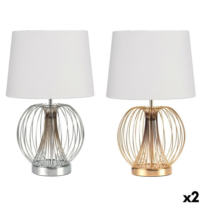 DKD Home Decor Lámpara de Sobremesa Metal Surtido de 2 Unidades (Dorado, Plateado, Blanco) de 32,5x32,5x52 cm