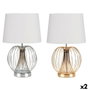 DKD Home Decor Lámpara de Sobremesa Metal Surtido de 2 Unidades (Dorado, Plateado, Blanco) de 32,5x32,5x52 cm