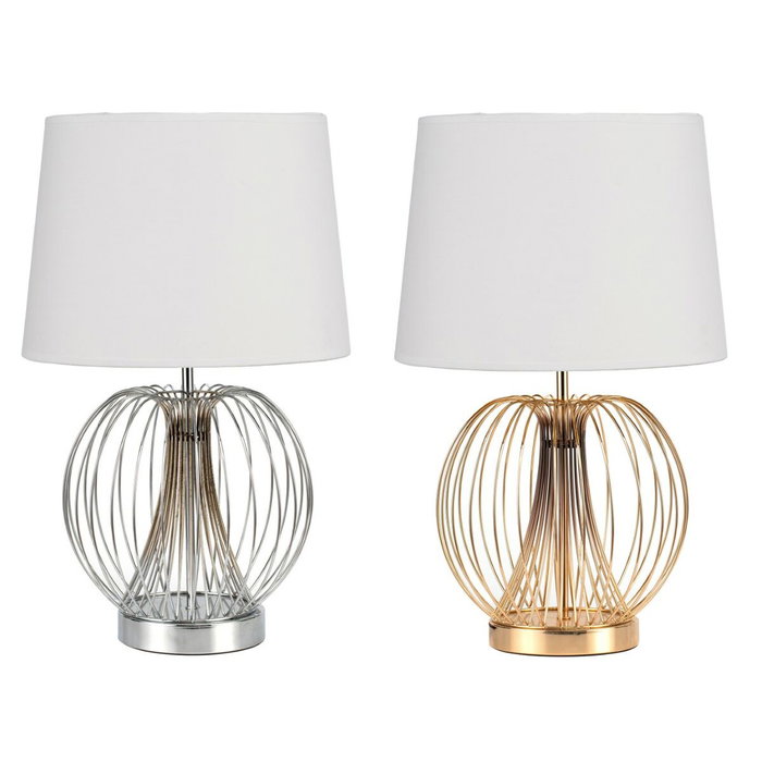 DKD Home Decor Lámpara de Sobremesa Metal Surtido de 2 Unidades (Dorado, Plateado, Blanco) de 32,5x32,5x52 cm DKD Home Decor Lámpara de Sobremesa Metal Surtido de 2 Unidades (Dorado, Plateado, Blanco) de 32,5x32,5x52 cm
