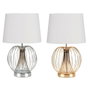 DKD Home Decor Lámpara de Sobremesa Metal Surtido de 2 Unidades (Dorado, Plateado, Blanco) de 32,5x32,5x52 cm