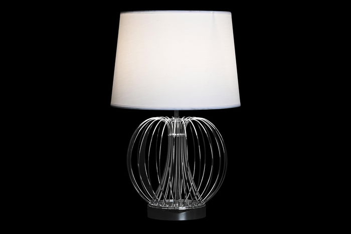 DKD Home Decor Lampara Sobremesa Moderno Dorado Plateado Blanco Metal Poliester 2 Unidades 32.5 x 52 x 32.5 cm