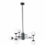 DKD Home Decor Lámpara de Techo de Cristal y Metal con 9 Bolas, Negro