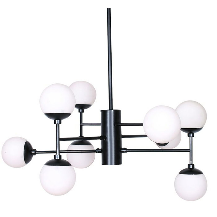 DKD Home Decor Lámpara de Techo de Cristal y Metal con 9 Bolas, Negro DKD Home Decor Lámpara de Techo de Cristal y Metal con 9 Bolas, Negro
