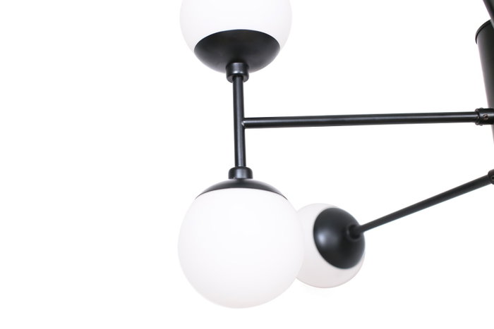 DKD Home Decor Lámpara de Techo de Cristal y Metal con 9 Bolas, Negro