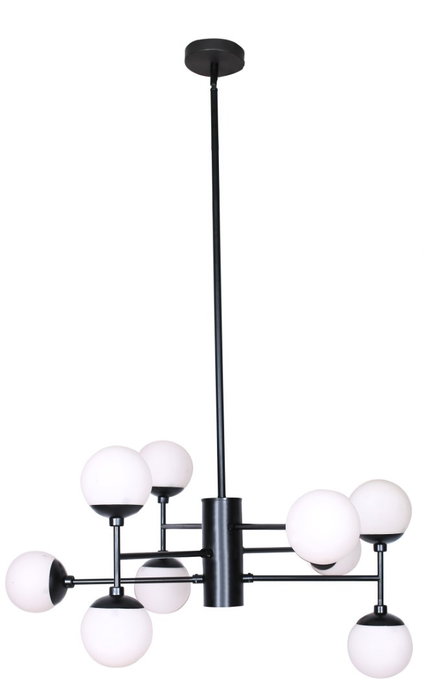 DKD Home Decor Lámpara de Techo de Cristal y Metal con 9 Bolas, Negro