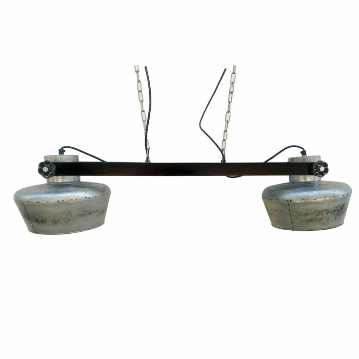 DKD Home Decor Lámpara de Techo de Hierro y Mango Gris con 2 Focos