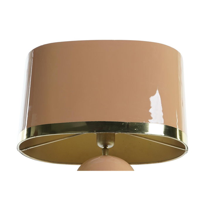 DKD Home Decor Lámpara de sobremesa de hierro lacado rosa y dorado