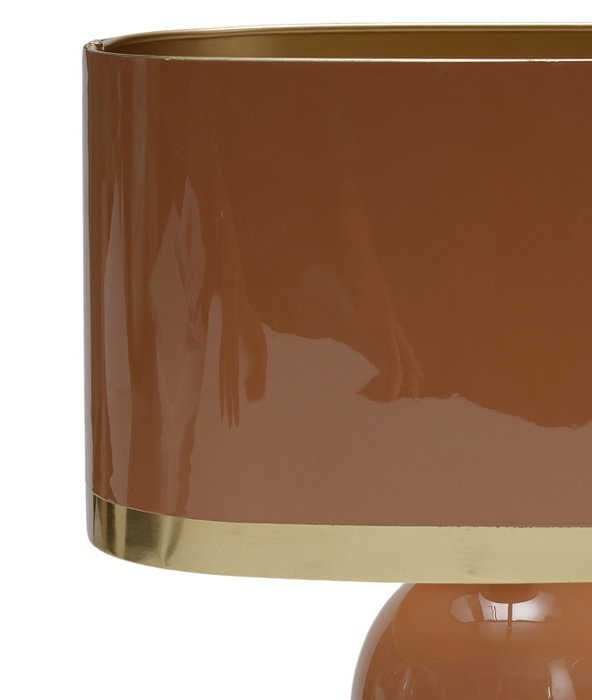 DKD Home Decor Lámpara de sobremesa de hierro lacado rosa y dorado