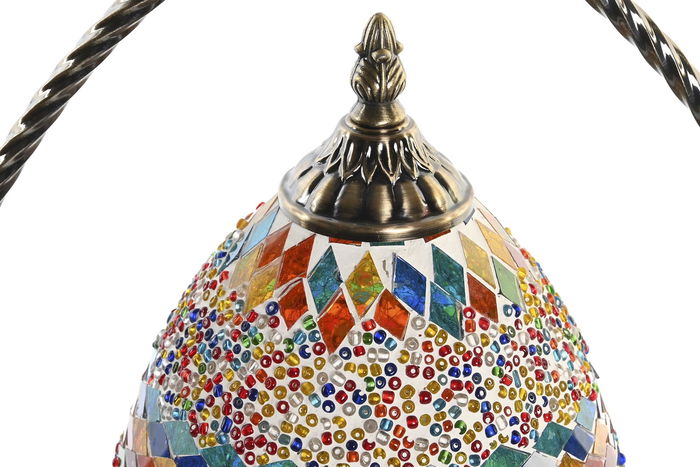 DKD Home Decor Lámpara Sobremesa Árabe Casablanca Metal Cristal Multicolor 32.5 x 47.5 x 16 cm (2 Unidades)