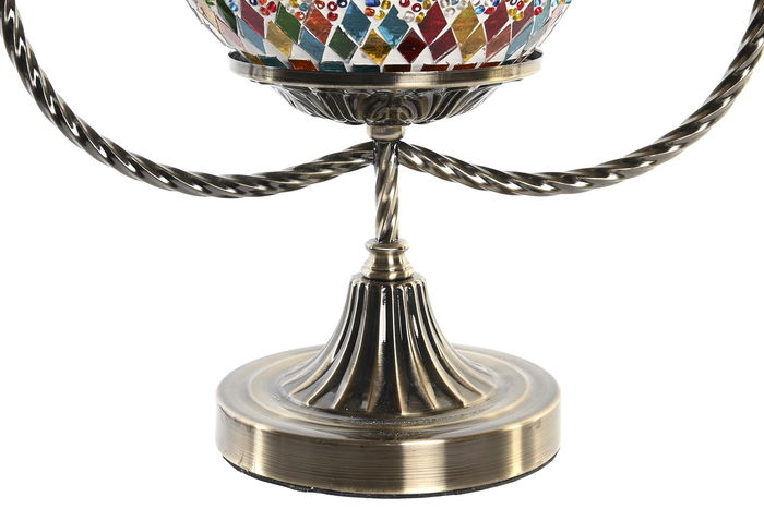DKD Home Decor Lámpara Sobremesa Árabe Casablanca Metal Cristal Multicolor 32.5 x 47.5 x 16 cm (2 Unidades)
