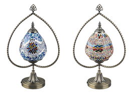 DKD Home Decor Lámpara Sobremesa Árabe Casablanca Metal Cristal Multicolor 32.5 x 47.5 x 16 cm (2 Unidades)