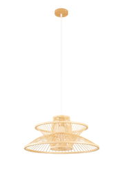 DKD Home Decor Lámpara Techo Urban Marron Claro Bambu 50 x 22 x 50 cm Hecho a Mano