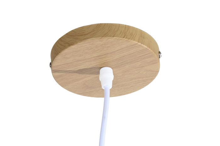 DKD Home Decor Lampara de Techo Urban Marron Claro Blanco Bambu Poliester Flecos Hecho a Mano 40 x 39 x 40 cm