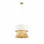 DKD Home Decor Lámpara de Techo de Bambú y Poliéster con Flecos E27