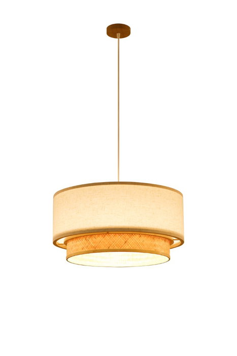 DKD Home Decor Lampara Techo Urban Natural Blanco Bambu Poliester 50 x 50 x 25 cm