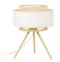 DKD Home Decor Lámpara de Sobremesa de Bambú y Poliéster E27 Marrón Claro y Blanco