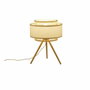 DKD Home Decor Lámpara de Sobremesa de Bambú y Poliéster E27 Marrón Claro y Blanco