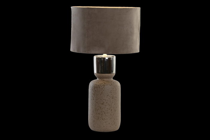 DKD Home Decor Lámpara de Sobremesa de Cerámica y Terciopelo Marrón DKD Home Decor Lámpara de Sobremesa de Cerámica y Terciopelo Marrón