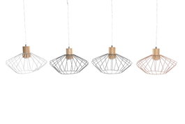DKD Home Decor Lámpara de Techo de Metal y Pino, Surtido de 4 Colores, E27