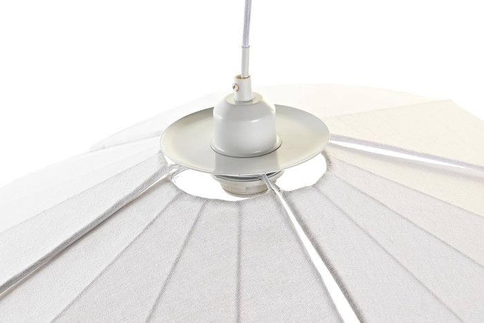 DKD Home Decor Lámpara de Techo Lino y Metal Abanico Blanco