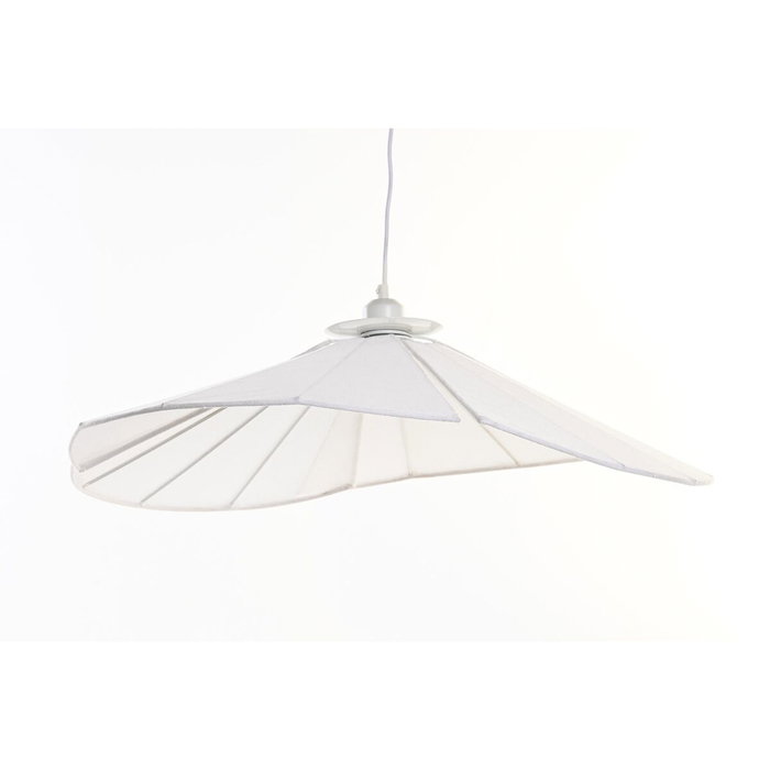 DKD Home Decor Lámpara de Techo Lino y Metal Abanico Blanco