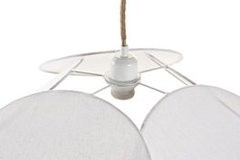 DKD Home Decor Lámpara de Techo Urban Blanco Metal y Lino 70 x 70 x 16 cm (4 Unidades)