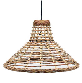 DKD Home Decor Lámpara de Techo de Ratán Marrón Natural 56x56x34 cm