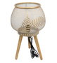DKD Home Decor Lámpara de Sobremesa de Hoja en Metal y Madera, Dorado y Marrón