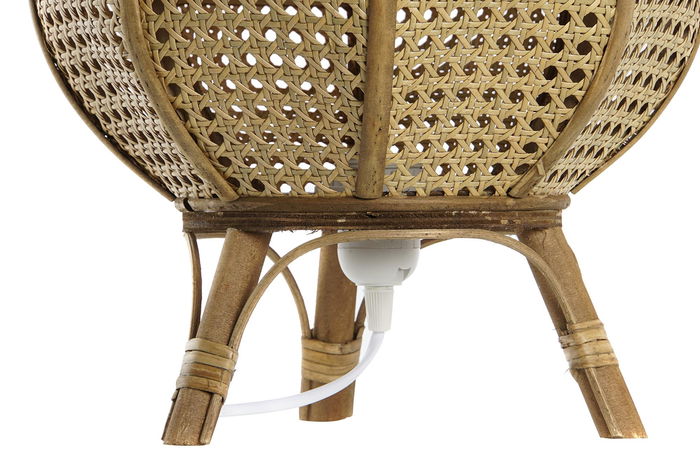 DKD Home Decor Lámpara Sobremesa Marrón Ratán 29 x 40 x 29 cm