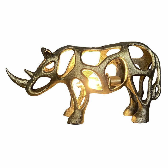 DKD Home Decor Lámpara de Sobremesa Aluminio Rinoceronte Dorado