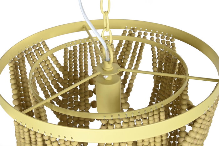 DKD Home Decor Lámpara Techo Tradicional Metal y MDF 35 x 95 x 35 cm Bolas Hecha a Mano E27 50W