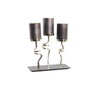 DKD Home Decor Portavelas de Cristal y Aluminio LEITH, 3 Velas, Gris/Dorado